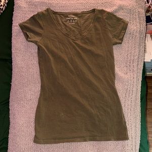 Army Green V-neck Tee